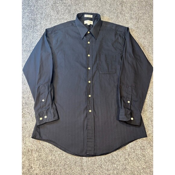 Carl Michaels VTG Mens Fitted Dress Shirt 17 34/35 Black Formal Business Classic - Picture 3 of 8